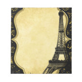 エッフェルタワー金ゴールド&ブラックエレガンス ノートパッド (正面)