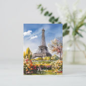エッフェルタワー開花ズインスプリングタイムパリ ポストカード (スタンド正面)