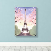 エッフェルタワー開花 | パリフランス水彩画 キャンバスプリント (インサイチュ (ウッドフロア))