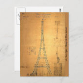エッフェルタワー青写真1884 ポストカード (正面/裏面)