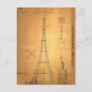 エッフェルタワー青写真1884 ポストカード