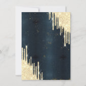 エッフェルタワー、ティアラ、ドリップスダークブルーキンセアニラ 招待状 (裏面)