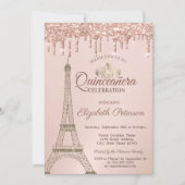 エッフェルタワー,ティアラ,バラ金ゴールドドリップスキンセアニラ 招待状 (正面)