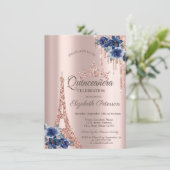 エッフェルタワー、ドリップスブルーフラワーズキンセアニラ 招待状 (スタンド正面)