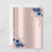 エッフェルタワー、ドリップスブルーフラワーズキンセアニラ 招待状 (裏面)