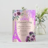 エッフェルタワー、ドリップス、バイオレット花の定年 招待状 (スタンド正面)