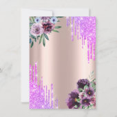 エッフェルタワー、ドリップス、バイオレット花の定年 招待状 (裏面)