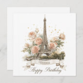 エッフェルタワー「ハッピーバースデー」と名前をカスタムする シーズンカード (正面/裏面)