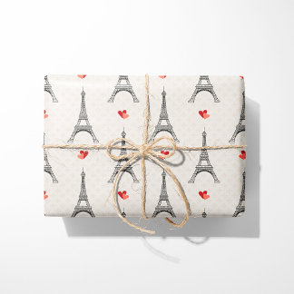 エッフェルタワー&ハート ラッピングペーパー