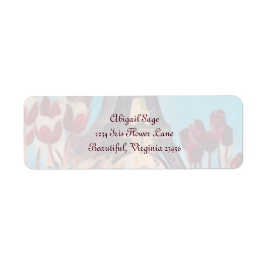 エッフェルタワー、パリアイリス、チューリップフラワーアドレス ラベル (正面)