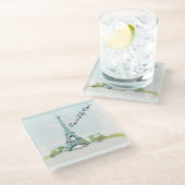 エッフェルタワー|パリライフウィカラーインクイラストレーション ガラスコースター (アングル)