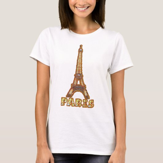 エッフェルタワー – パリ – ステンドグラス Tシャツ (正面)