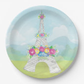 エッフェルタワー、パリ、フランス、パーティーテーマ ペーパープレート (正面)