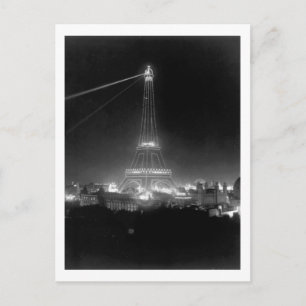 エッフェルタワー,パリ,フランス,夜景,ヴィンテージ ポストカード