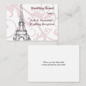 エッフェルタワー&ピンクスクロール披露宴テーブルカード プレイスカード (正面/裏面)