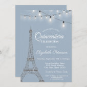 エッフェルタワー、ライトズダスティブルーキンセアニラ 招待状 (正面/裏面)