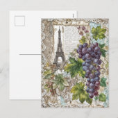 エッフェルタワー(ヴィンテージ葡萄) シーズンポストカード (正面/裏面)