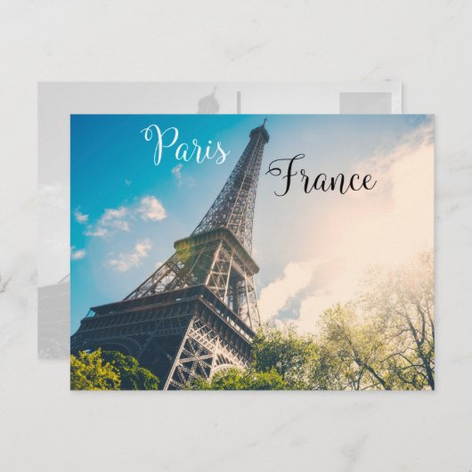 エッフェルタワー(強いレンズフレアを備えたパリ) ポストカード (正面/裏面)