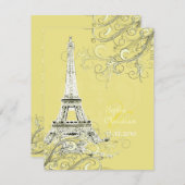 エッフェルタワー+旋回結婚式招待状 招待状 (正面/裏面)