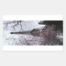 エッフェルタワー（花あり） 長方形シール