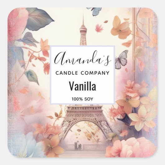 エッフェルタワー（花ろうそくビジネス） スクエアシール (正面)
