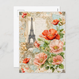 エッフェルタワー（赤いポピーの花） シーズンポストカード