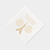 エッフェルタワー#1シルエット花火カップル名 箔ナプキン (右)