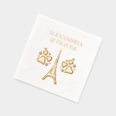 エッフェルタワー#1ハート名またはカップル 箔ナプキン (左)