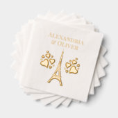 エッフェルタワー#1ハート名またはカップル 箔ナプキン (インサイチュ (積み重ね))