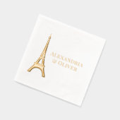 エッフェルタワー#1パリ結婚フランスのカップル 箔ナプキン (左)
