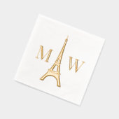 エッフェルタワー#1二つのinitカップルの結婚モノグラム 箔ナプキン (左)