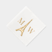 エッフェルタワー#1二つのinitカップルの結婚モノグラム 箔ナプキン (右)