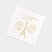 エッフェルタワー#2シルエット花火カップル名 箔ナプキン (左)