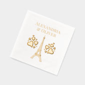 エッフェルタワー#2ハート名またはカップル 箔ナプキン (左)