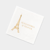 エッフェルタワー#2パリ結婚フランスのカップル 箔ナプキン (左)