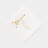 エッフェルタワー#2パリ結婚フランスのカップル 箔ナプキン (右)