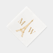 エッフェルタワー#2二つのinitカップルの結婚モノグラム 箔ナプキン (右)