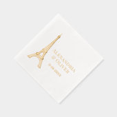 エッフェルタワー#2Dパリ結婚フランスのカップル 箔ナプキン (右)