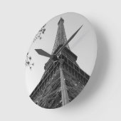 エッフェルタワーb/w ラウンド壁時計 (傾斜)