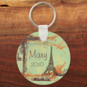 エッフェルタワーinグリーンキーチェーン キーホルダー (正面)