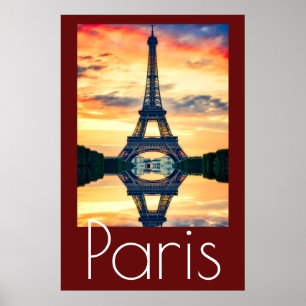 エッフェルタワーinパリのアートワークFrance Travel ポスター