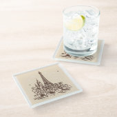 エッフェルタワーinパリ切手ランドマーク ガラスコースター (アングル)