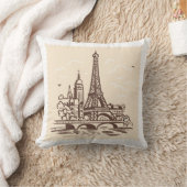 エッフェルタワーinパリ切手ランドマーク クッション (ブランケット)