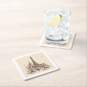 エッフェルタワーinパリ切手ランドマーク スクエアペーパーコースター (インサイチュ)