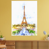 エッフェルタワーinパリ日没nr2 キャンバスプリント (インサイチュ (リビング))