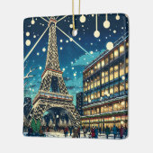 エッフェルタワーinパリ，フランス，クリスマスタイム セラミックオーナメント (左)