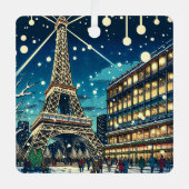エッフェルタワーinパリ,フランス,クリスマスタイム メタルオーナメント (正面)