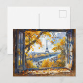 エッフェルタワーin水彩画パリフランス ポストカード (正面/裏面)