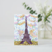 エッフェルタワーPointillismランドスケープ葉書 ポストカード (スタンド正面)