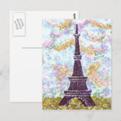 エッフェルタワーPointillismランドスケープ葉書 ポストカード (正面/裏面)